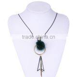 Mink Fur Ball Hoop Triangle Pendant Necklace Hot Selling Geometric Necklace thumbnail-6