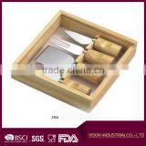 4 Pieces Set Cheese Knives With Wood Handle Steel Stainless Cheese Slicer Cheese Cutter thumbnail-1