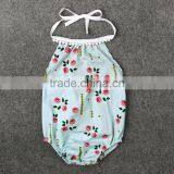 Newborn Baby Girl Flower Print Romper Bodysuit Jumpsuit Outfits Backless Sunsuit thumbnail-1