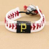 Baseball Leather Braided Bracelet, Handwoven Baseball Sports Leather Bracelet, Custom Logo Leather Bracelet for Promotion thumbnail-1