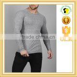 95%cotton 5% Spandex Tight Fitted Long Sleeve Gym t Shirt for Men thumbnail-3