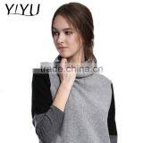 OEM Factory Price Women Turtleneck Color Block Knit Cashmere Sweater thumbnail-1