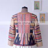 Hand Crafted Kantha Jacket in Beautiful Vintage Color Print ~ Large thumbnail-3