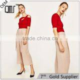 Custom Design Comfortable Slacks for Women With Pleated Elastic Waistband thumbnail-1