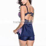 Nylon Plus Size Tankinis Set Backless Two Piece Padded Skinny Style Stretchable Floral Sold By Set thumbnail-2