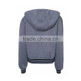 2017 Fashion Gray Lace Up Front Stripe Trims Hoodie for Ladies thumbnail-2