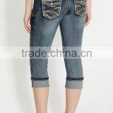 Medium Wash Capri With Back Flap Pockets #82396 thumbnail-3