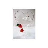 Lampwork Glass Handicrafts Wedding Decoration Gift heart with love bird