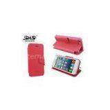 Pink Apple iphone Protective Cases Shockproof PU Leather Wallet Cover For iPhone 5 / 5S