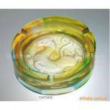 Round Crystal Liu li White Tiger Ashtray for Desktop Decoration