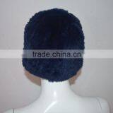 SJ607-02 Dark Blue High Quality Elastic Rex Rabbit Knitting Winter Hats With Fur thumbnail-5