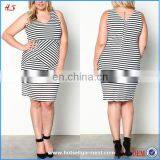 High Quality 3xl Plus Size Dress Fat Women Dress Bandage Striped Bodycon Dress thumbnail-1