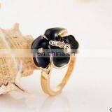Classic Genuine Austrian Crystals Sample Sales Platinum Plated Black Flower Ring Jewelry Party OFF thumbnail-3