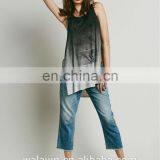 Round Neck Ladies Print Sleeveless t Shirt, Double Slit Tops thumbnail-5