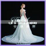 1A067 CX 2015 Lace Open Back Palace Wedding Dress Real Picture Show Bridal Muslim Wedding Dress Long Tail thumbnail-1