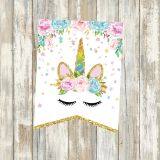 BA099 Unicorn Theme Party DIY Garland Flags Glitter Happy Birthday Letter Unicorn Party Banner thumbnail-2