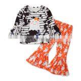 Toddler Baby Girls Halloween Christmas Ruffles Outfits Orange Pumpkin Tops Long Sleeve T-Shirt Striped Sz90-130 thumbnail-1
