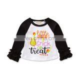 Baby Letter Print Shirt Toddler Girl Ruffle Sleeve Tops Black White Pullover Tees