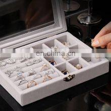Velvet Glass Ring Earring Jewelry Display Organizer Box Tray Holder Storage Case thumbnail-2