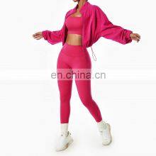 Wholesale Full Zipper Up Women Fleece Adjustable Hoodie Long Sleeve Sports Sherpa Jackets thumbnail-4