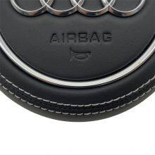 For Audi A4 B9 Audi Logo Leather Steering Wheel Airbag Cover Trim Cover White Stitching Red/Black Stitching thumbnail-4