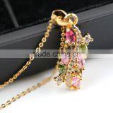 2015 Yiwu Factory Low Price wholesale fashion rose gold plated branch zircon pendant necklace jewelry for girls