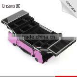 Purple Professional Rolling Trolley Makeup Case With Compartments for Nail Polishing Artist thumbnail-5