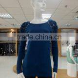 New Stylish 60%rayon 40%cotton 12gg Plain Stitch With Rose Flower Embroidery on Shoulder Knitwear Sweater thumbnail-1