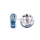 Silver Plated Aquamarine Color #202 Rhinestone Jewelry Rondelle Spacer Beads Variation Color and Size 4mm/6mm/8mm/10mm thumbnail-2