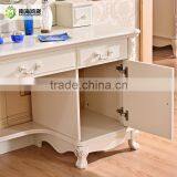 Luxury Antique European French Baroque Style Ivory White Hand Carved Wooden MDF Vanity Dressing Table Set thumbnail-4