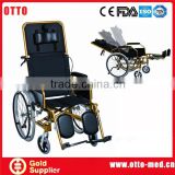 Reclinling high backrest reclining wheelchair pedal