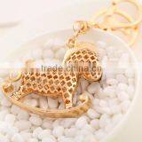Cool Hobbyhorse Keychain High Grade Fashion Rhinestone Keyring Metal Crystal KeyChains With Ring Holder thumbnail-5