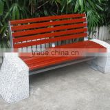 Solid wood and stone bench for park concrete garden bench