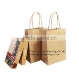 kraft paper bag wholesale with twisted handle, custom printing kraft paper shopping bag, take away fast food paper carrier bag
