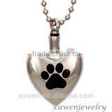 Silver Paw Stainless Steel Heart Cremation Urn Pet Ash Jewelry