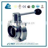 DN14-DN150 Stainless Steel Food Grade Clamped Butterfly Valve thumbnail-4