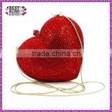 mini red heart shape ladies handbag purses bridal wedding bag crystal bag (B1014-GR)