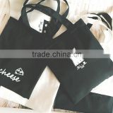 cute cat portable canvas bag,Simple black and white canvas bag