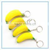 Promotional Fruit Shaped pu banana ball keychain