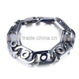 Fashion Silver Tone Curb Chain Bangle Men Stainless Steel Bracelet thumbnail-3