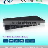 HDMI to Coaxial Matrix Switcher 4by4with IR , RS-232 , TCP/TP, High Quality