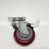 JY-503|5 Inch Industrial Caster|Medium Duty PU Rubber Caster Wheel With Brake|PU Rubber Caster Wheel thumbnail-5