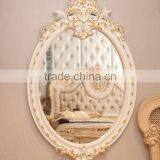 Graceful Flower Carving Oval Wall Mirror thumbnail-3