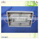 Antique Food Drink Flower Serving Compartments Wood Tray thumbnail-3