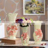 Decoration Ceramic Vase , White Ceramic Vase With Flower Design , Ceramic Flower Vase thumbnail-1