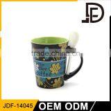 Drinkware Ceramic Mug With Spoon in Handle, Thermos Coffee Mugs