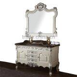 Retro Vintage European Rococo Designed Golden Solid Wood Carving Bathroom Cabinet With Framed Mirror BF12-05314f thumbnail-2