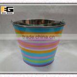 Zinc With Handle Printing Finished Round Shape Flower Pot thumbnail-1