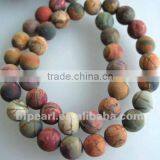 Wholesale Matte 16" 12mm Smooth Round Picasso Jasper Beads thumbnail-1