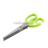7.5"Professional Stainless Steel 5 Blades Kitchen Herb Scissors With Comb thumbnail-3